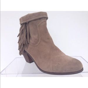 SAM EDELMAN Louie Fringed Western Ankle Boot Suede